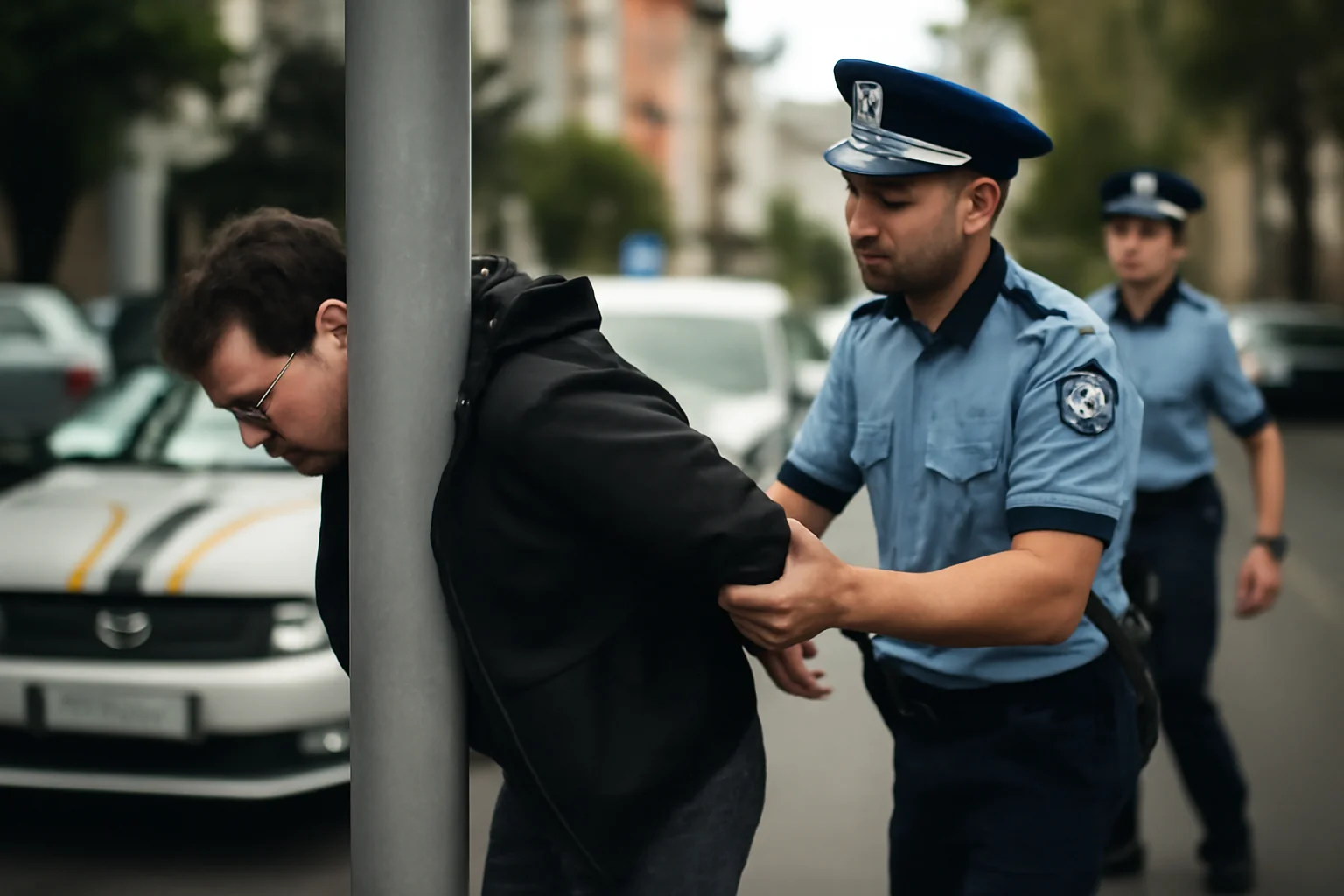 a fugit de poliție și s-a izbit de un stâlp