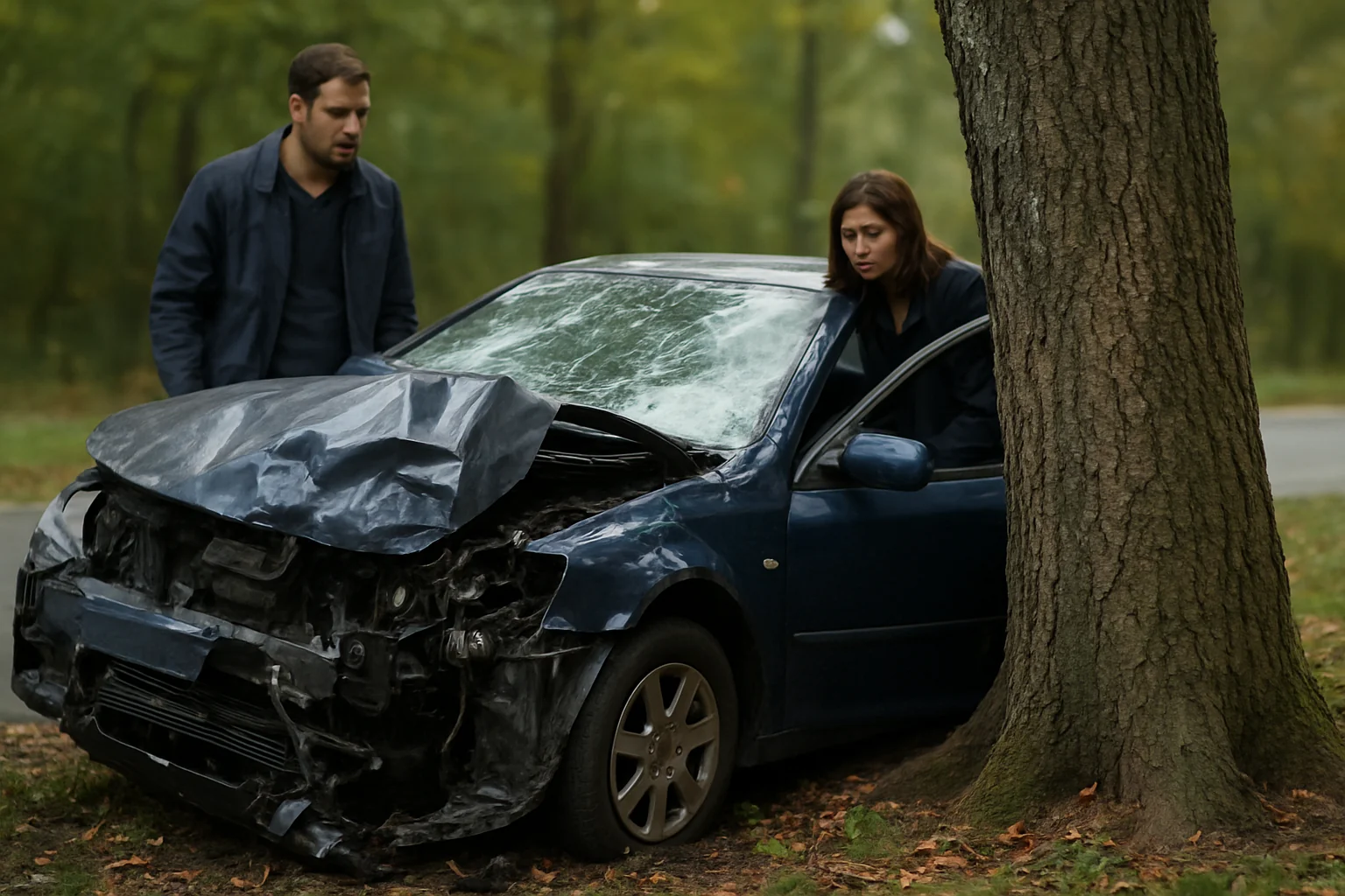 Accident în Bularga, Iași: Mașină intrată într-un copac