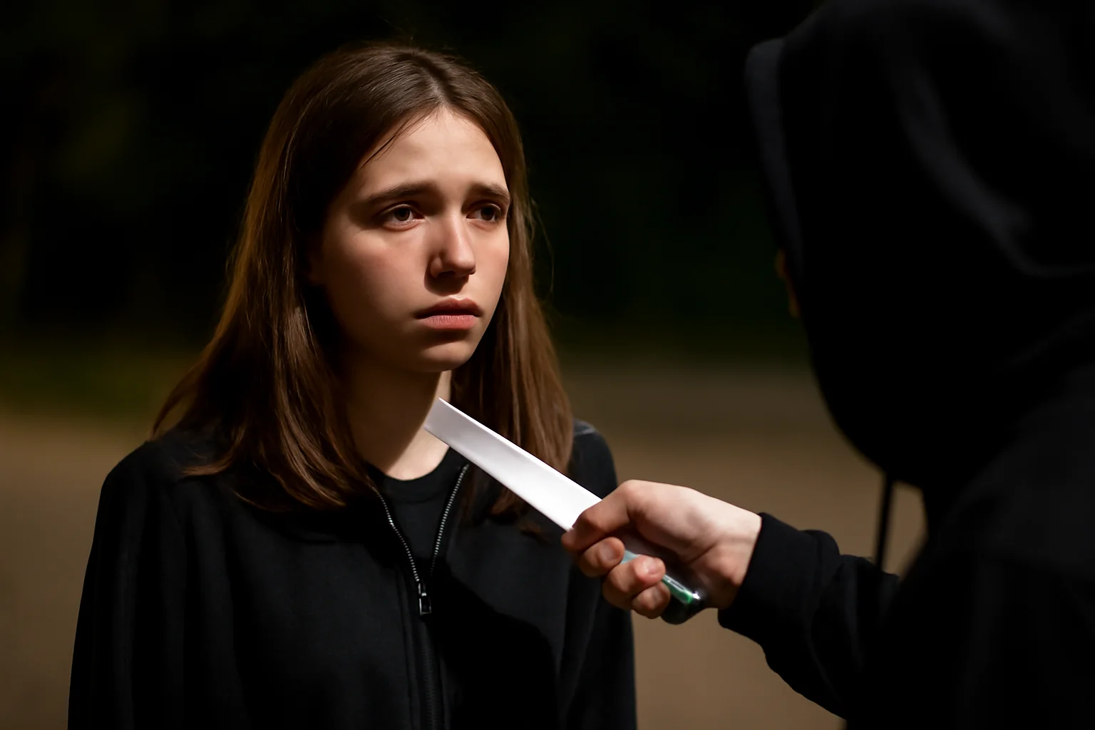 adolescentă reținută și amenințată cu cuțitul