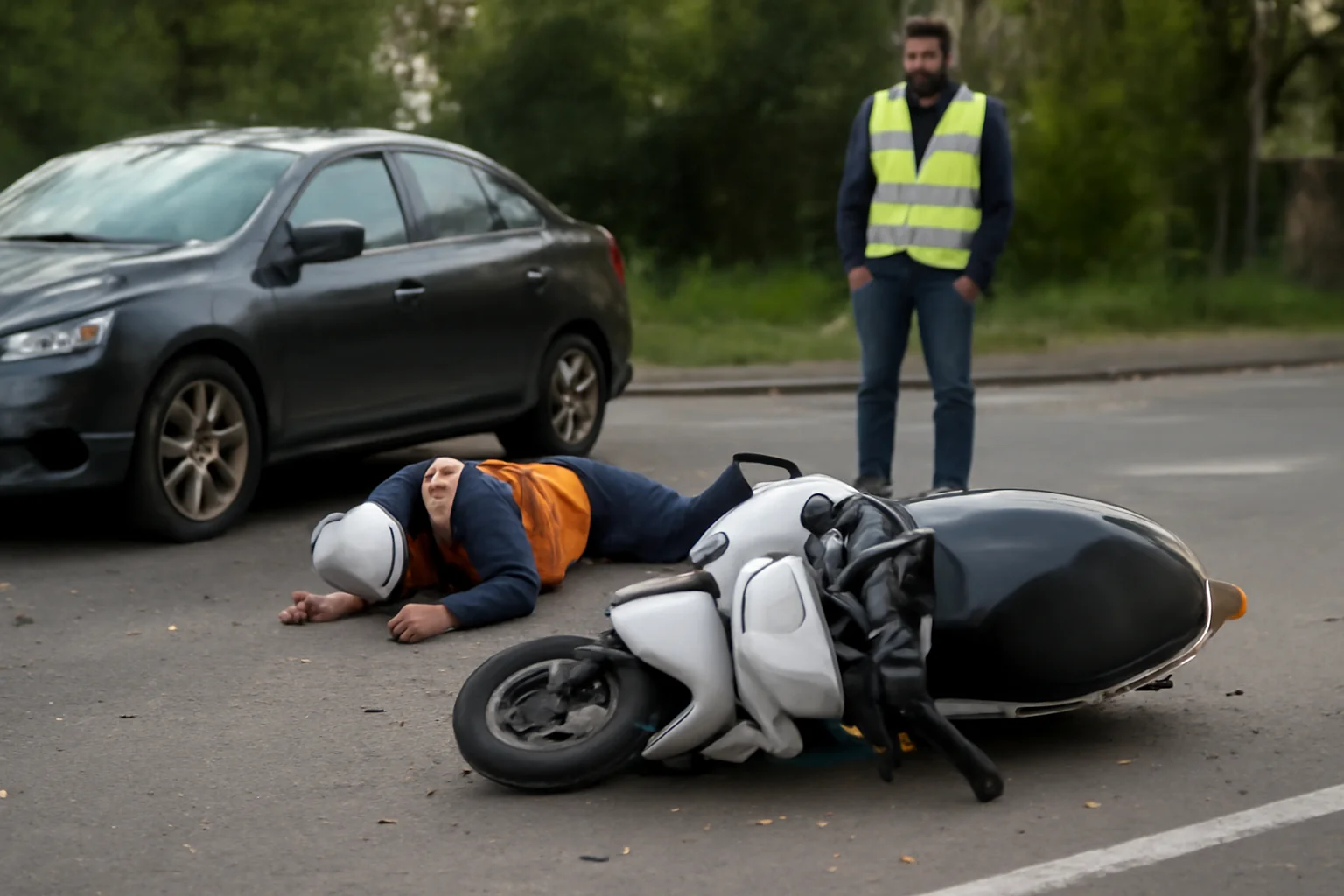 angajat rănit după coliziunea unei mașini cu un scuter