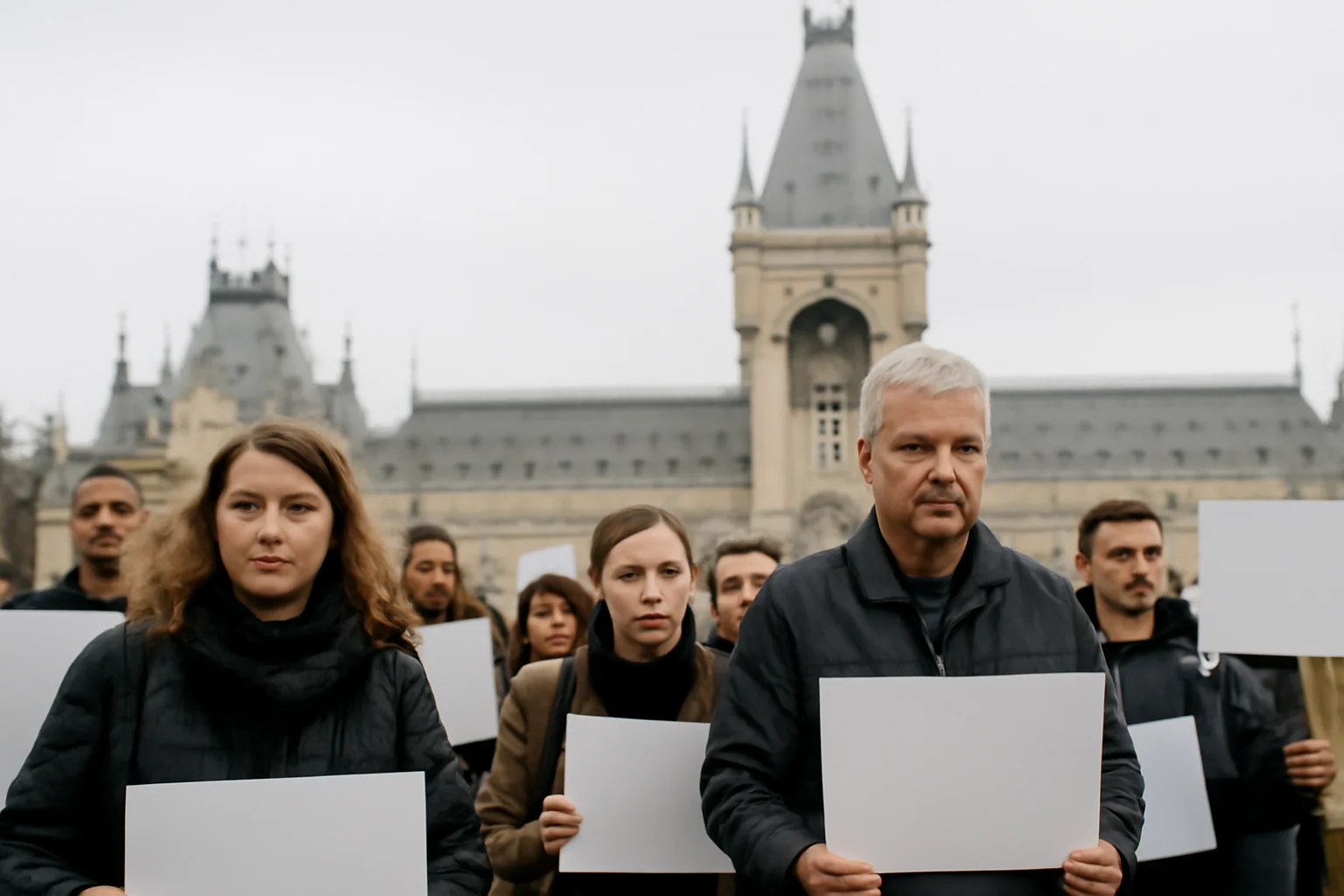 Angajați ai Palatului Culturii din Iași au protestat de Ziua Culturii Naționale față de lipsa de personal