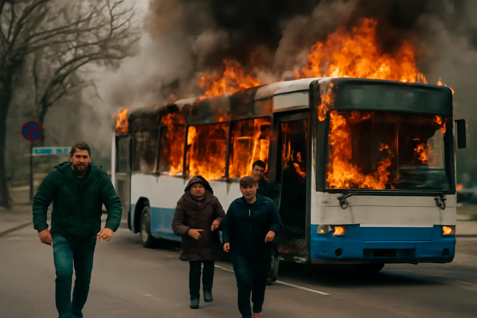 Autobuz cuprins de flăcări în Iași, călătorii scoși rapid în siguranță
