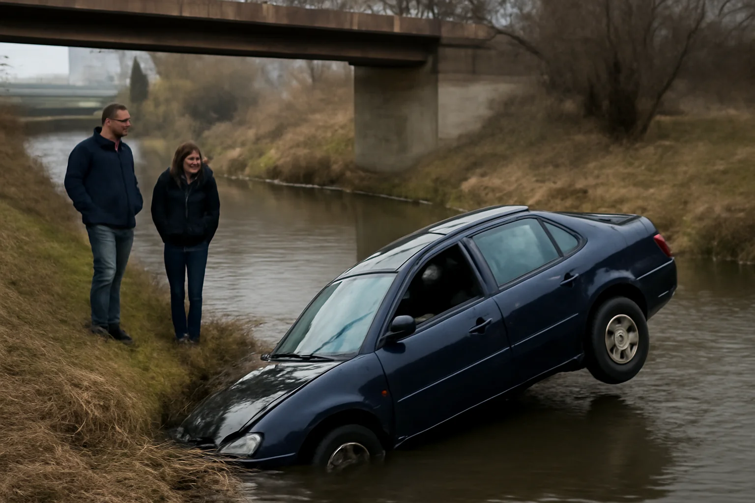 Autoturism prăbușit în râul Bahlui, pe sectorul dintre podurile Metalurgie și Sfântul Ioan din Iași