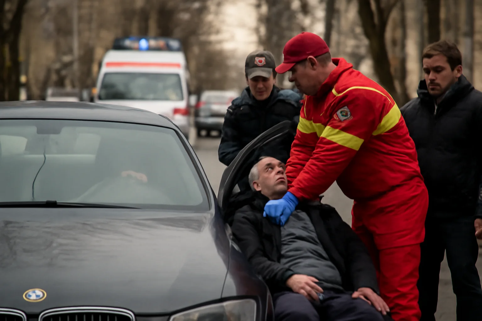 Bărbat de 50 de ani, găsit în stop cardio-respirator la volan