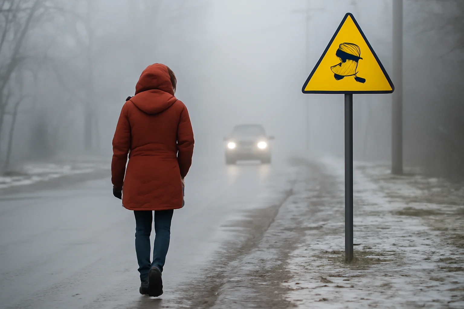 Cod galben de ceață, burniță și polei la Iași în dimineața de 6 februarie