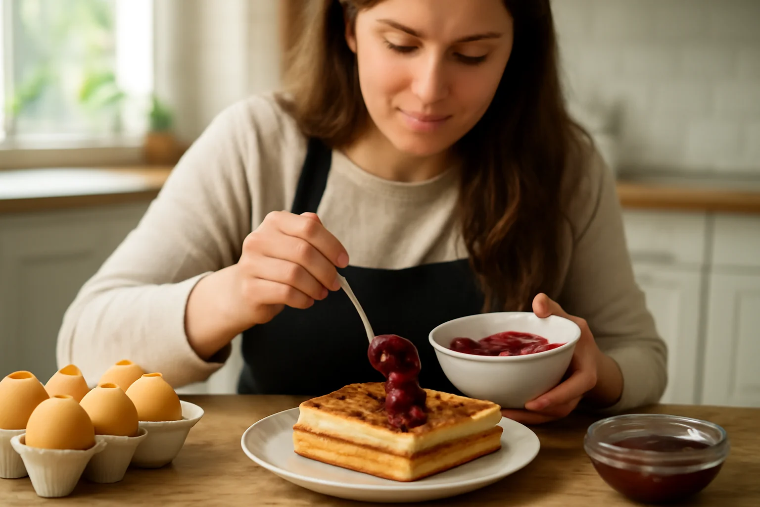 desert delicios umplut cu dulceață sau cremă de cacao