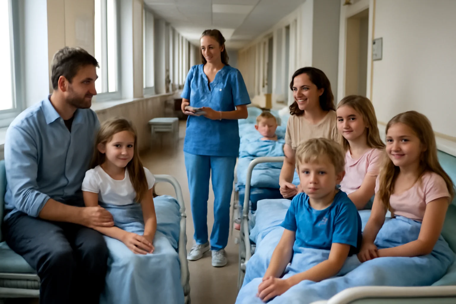  Doi adulți și șase copii internați de urgență la spital