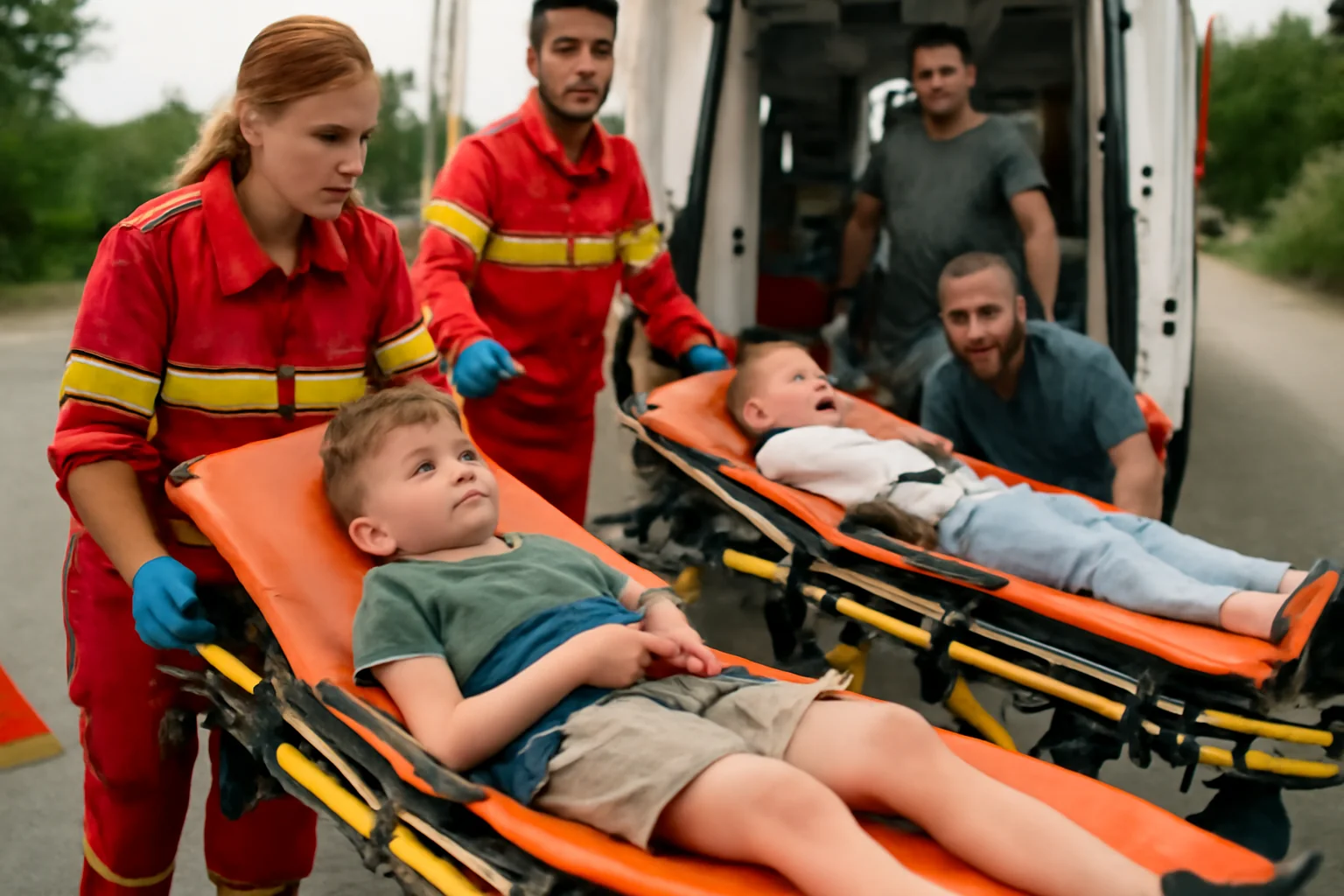 doi copii și trei adulți transportați de urgență la spital după accidentul din Costești, Vaslui