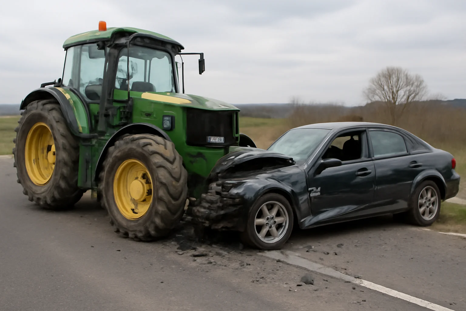 Două Persoane Rănite în Coliziunea dintre un utilaj agricol și un autoturism între Gălănești și Voitinel