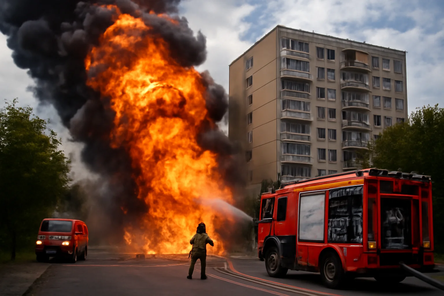 Explozie și Incendiu lângă Căminul T13! Intervenție Rapidă a Echipelor de Urgență pe Aleea Profesor Vasile Petrescu