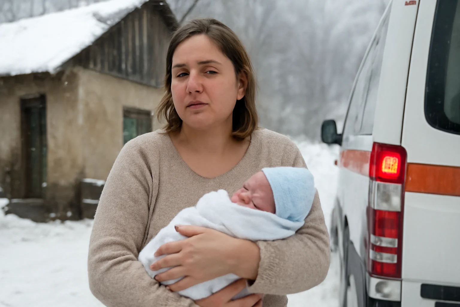 Femeie din județul Iași a născut acasă după ce ambulanța a derapat pe zăpadă în Stânca