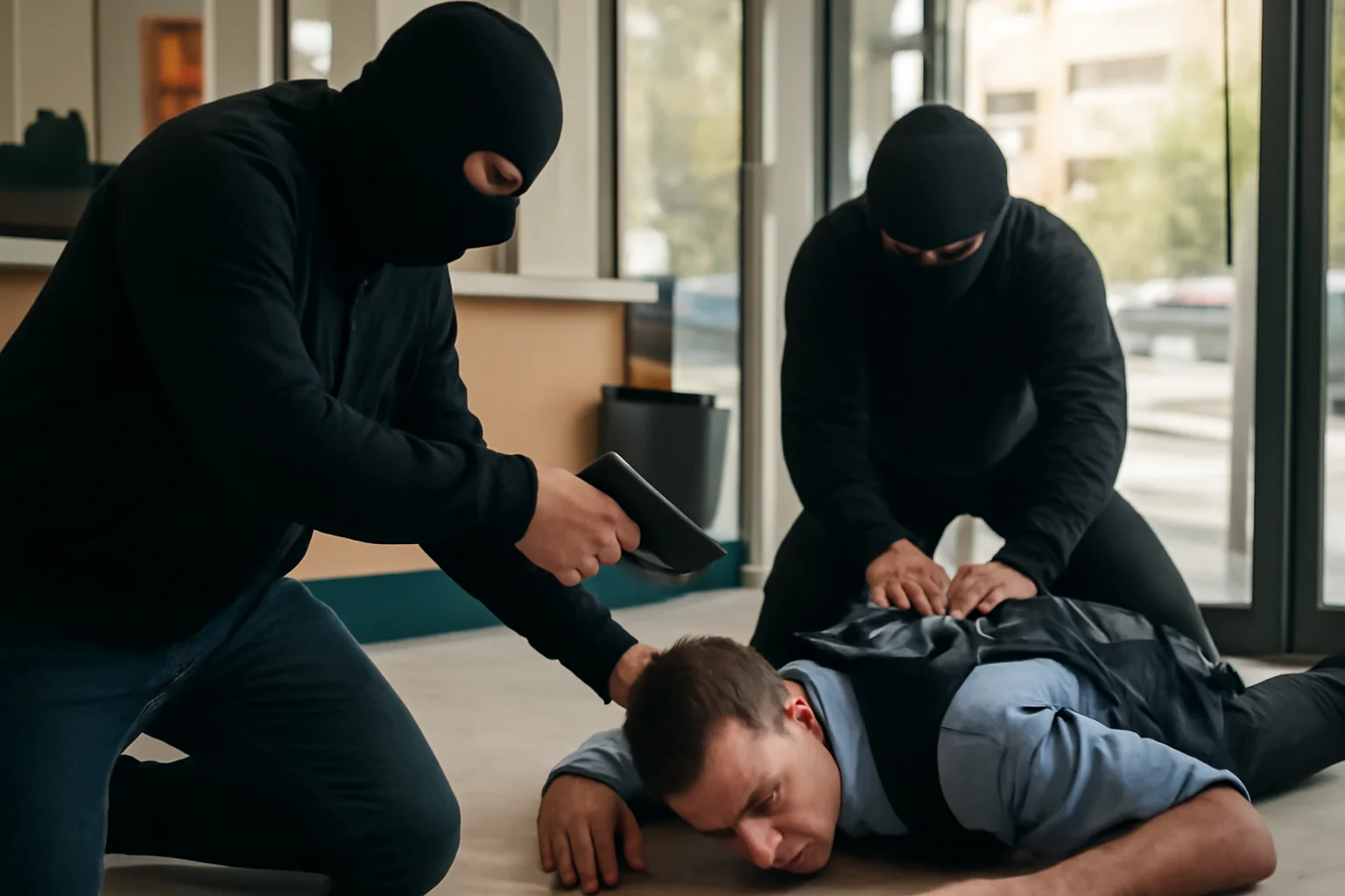 hoți cu cagule au agresat un paznic și au încercat să fure încasările