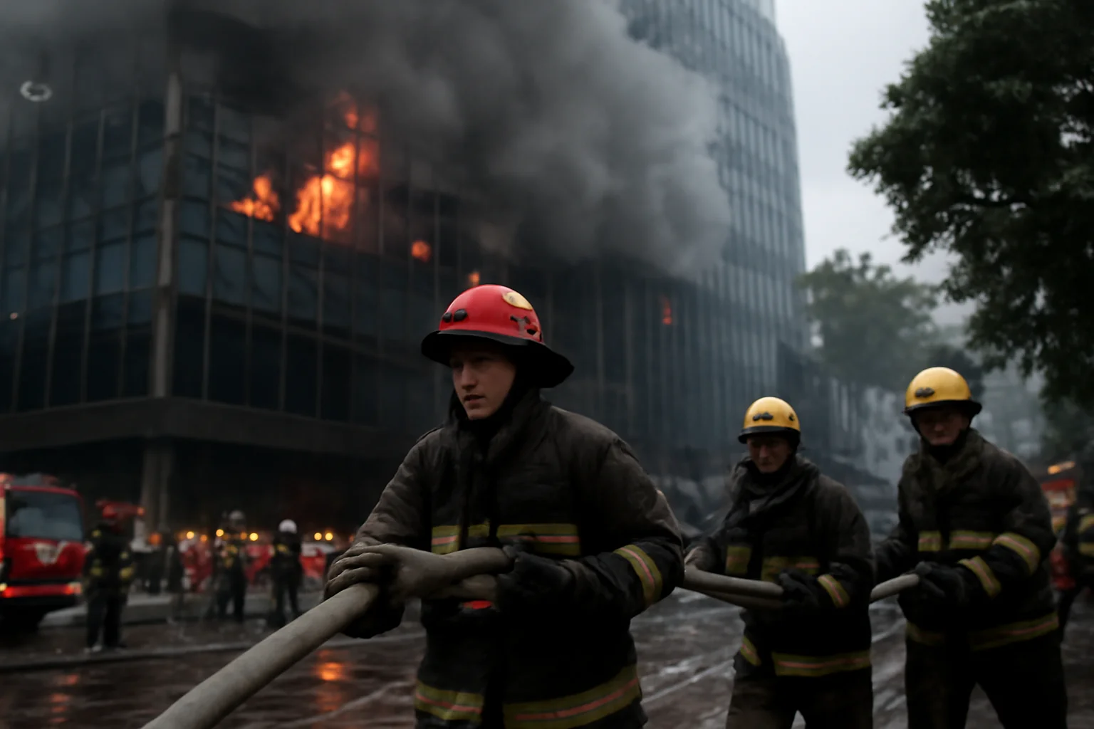 incendiu devastator într-o clădire de birouri provoacă zeci de decese, salvatorii continuă intervenția