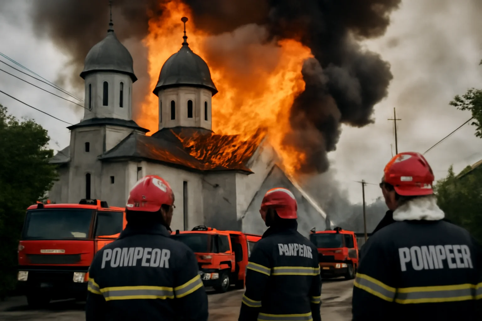 Incendiu puternic la o biserică în această după-amiază – Pompierii au intervenit cu 3 autospeciale de stingere