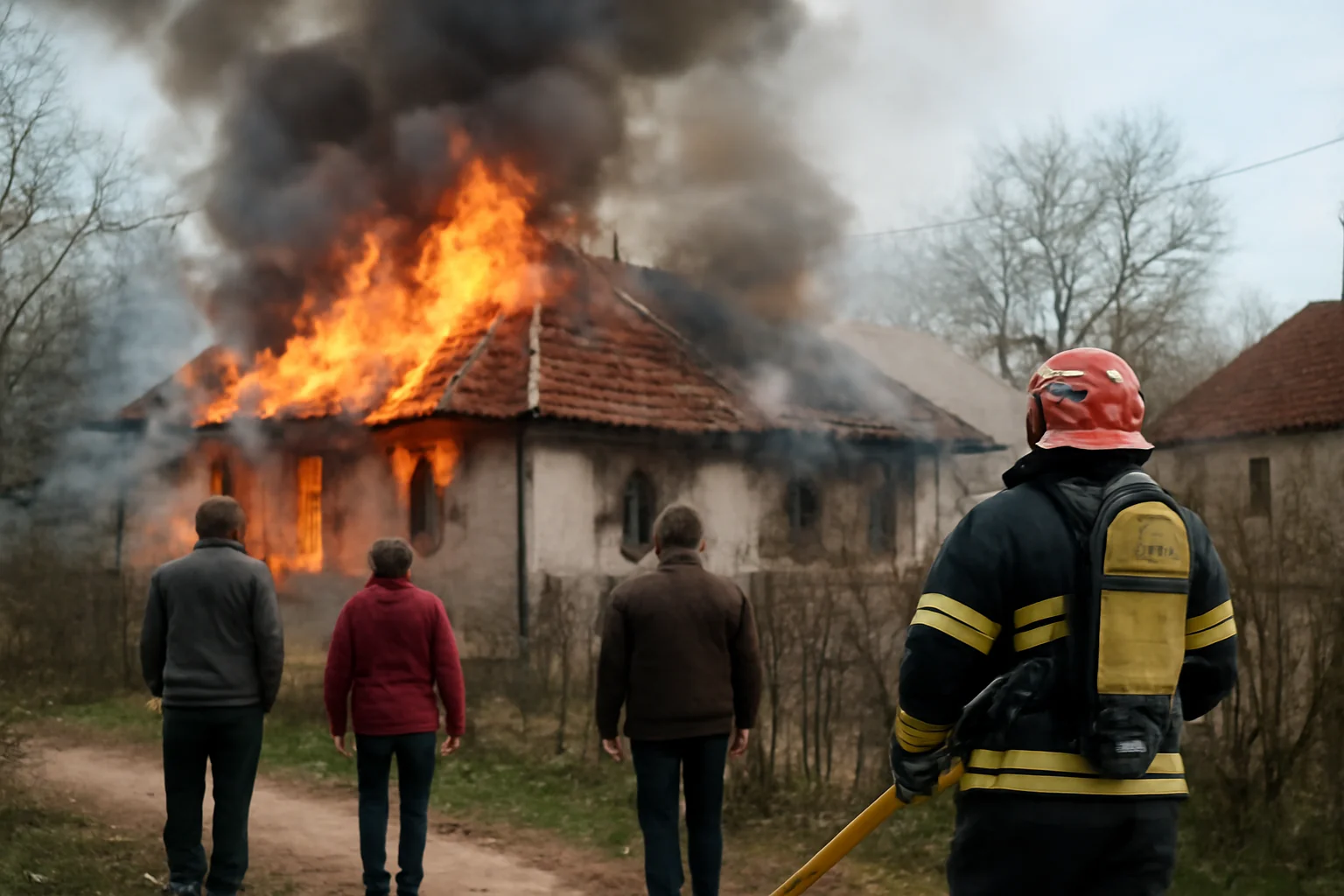 Intervenție a pompierilor din Iași la un incendiu izbucnit la o casă din comuna Probota