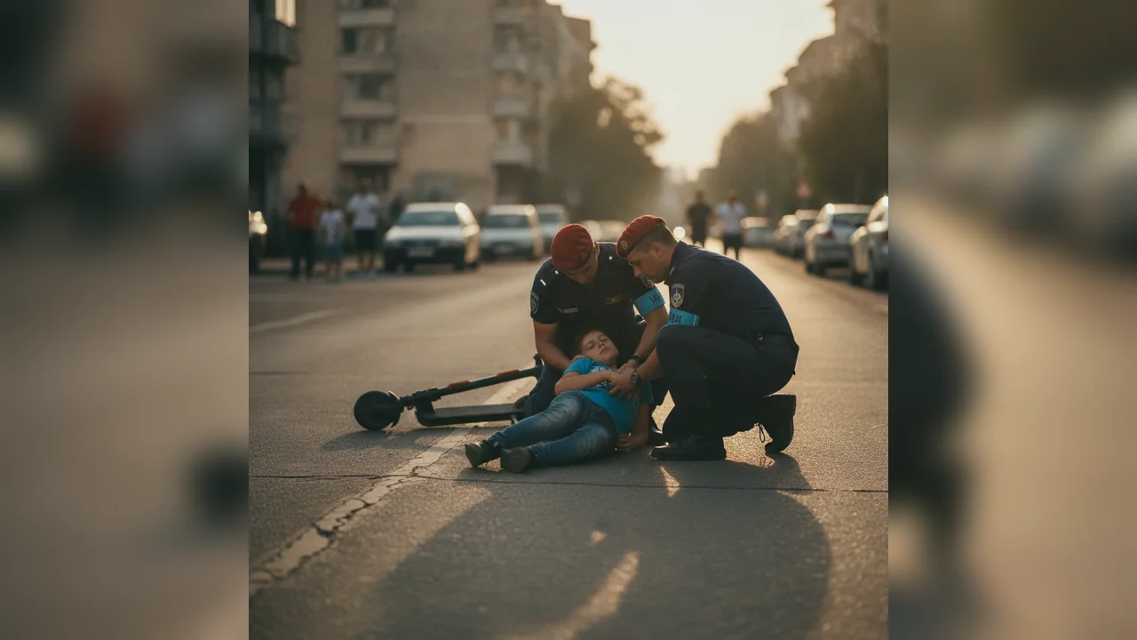 Jandarmii din Iași au salvat un minor căzut de pe trotinetă