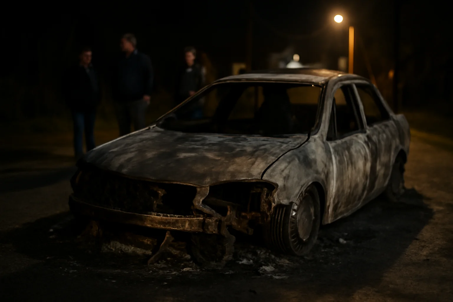 Mașină complet distrusă de un incendiu în localitatea Uricani, noaptea trecută