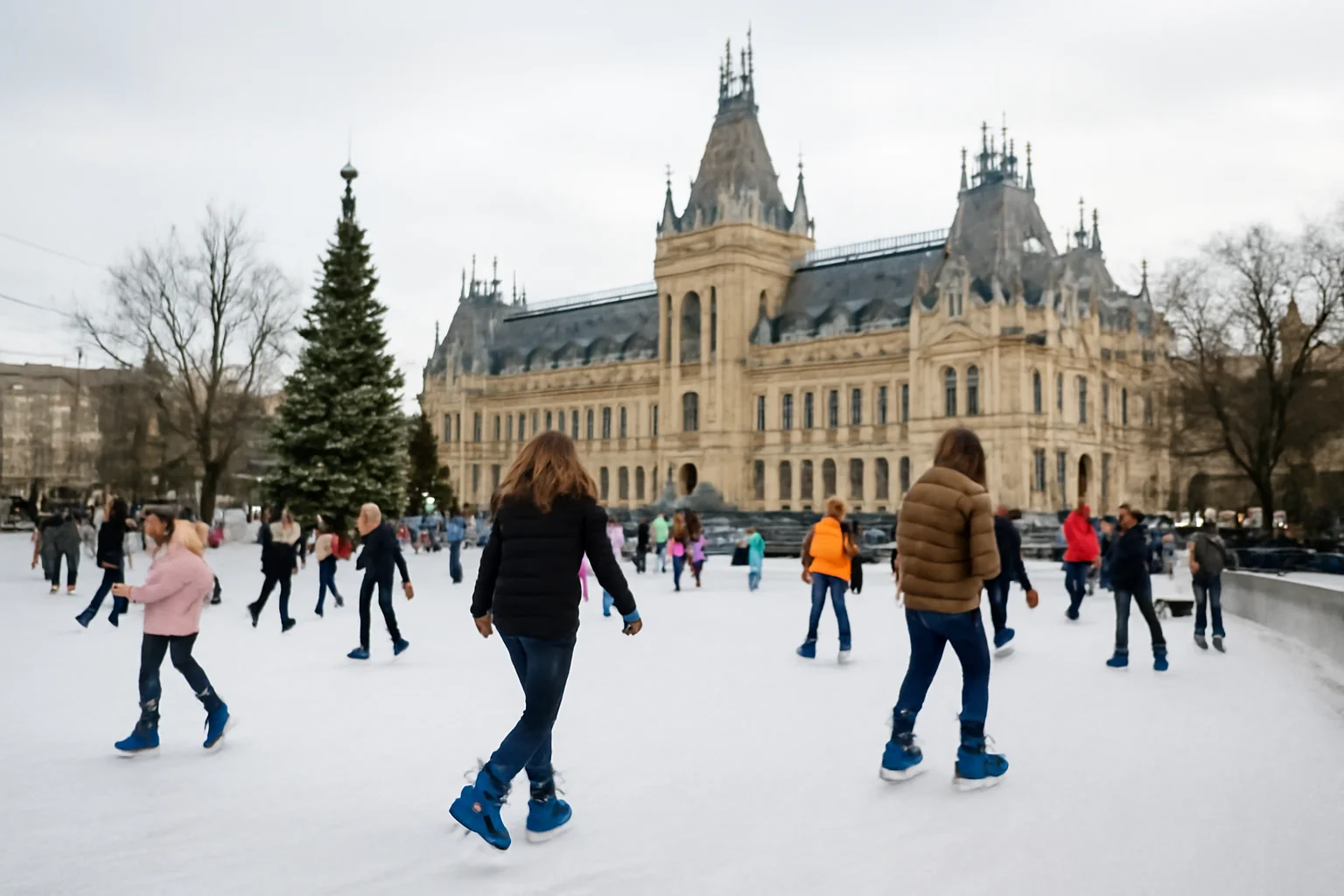 Patinoar sezonier în Piața Unirii din Iași, deschis zilnic până pe 18 ianuarie 2026