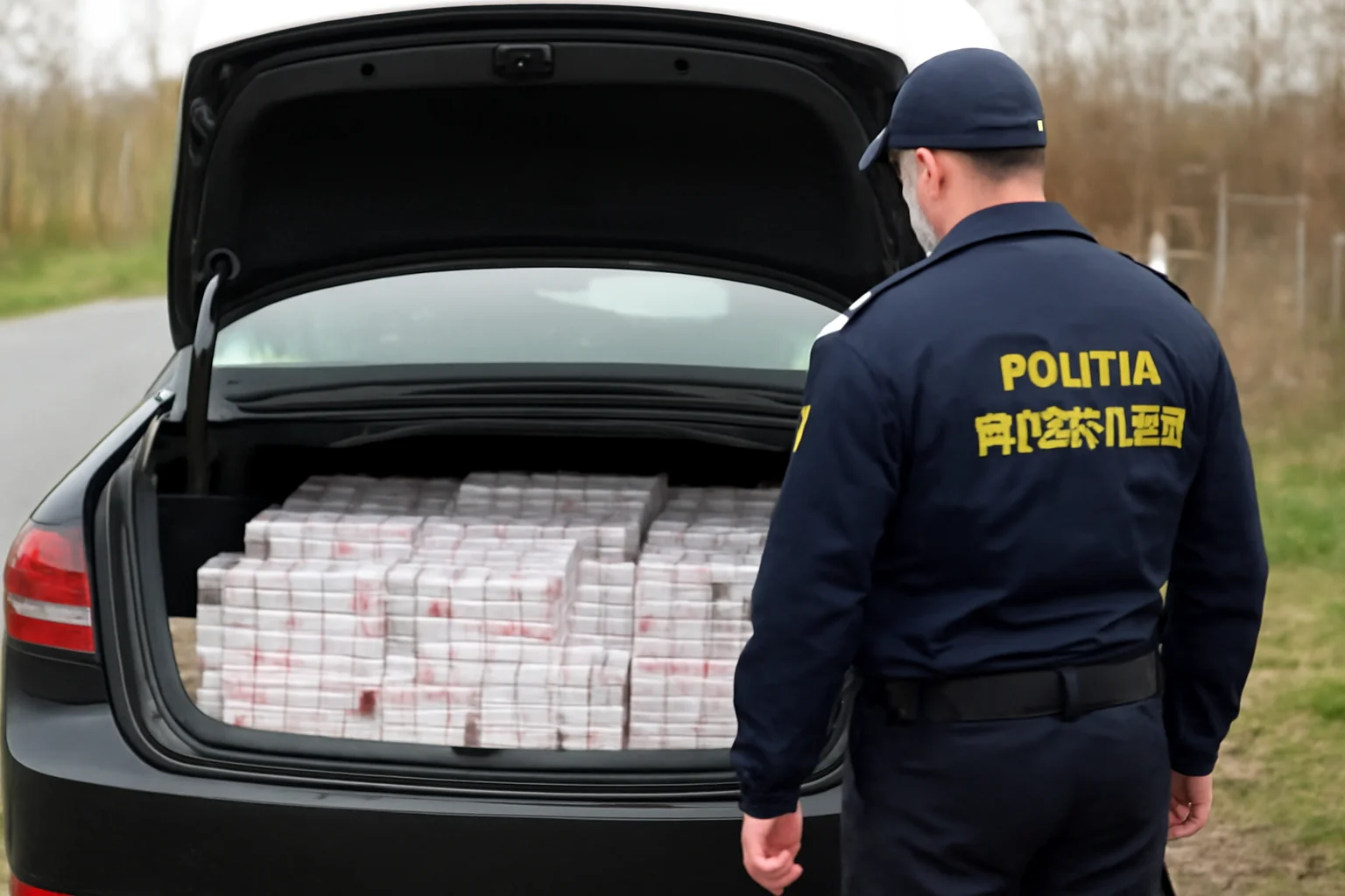 Polițiștii de Frontieră ITPF Iași Găsesc 30.000 Țigarete de Contrabandă în Portbagajul unui Autoturism în Botoșani