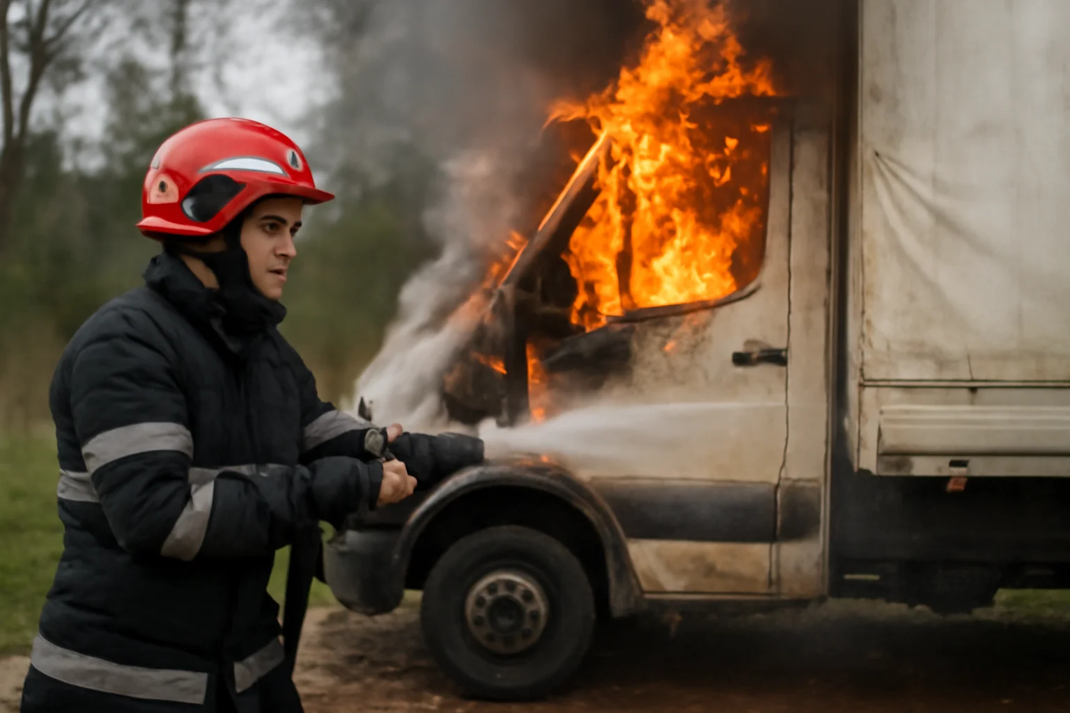 Pompier ieșean aflat în timpul liber intervine rapid la un incendiu de camion în Iași