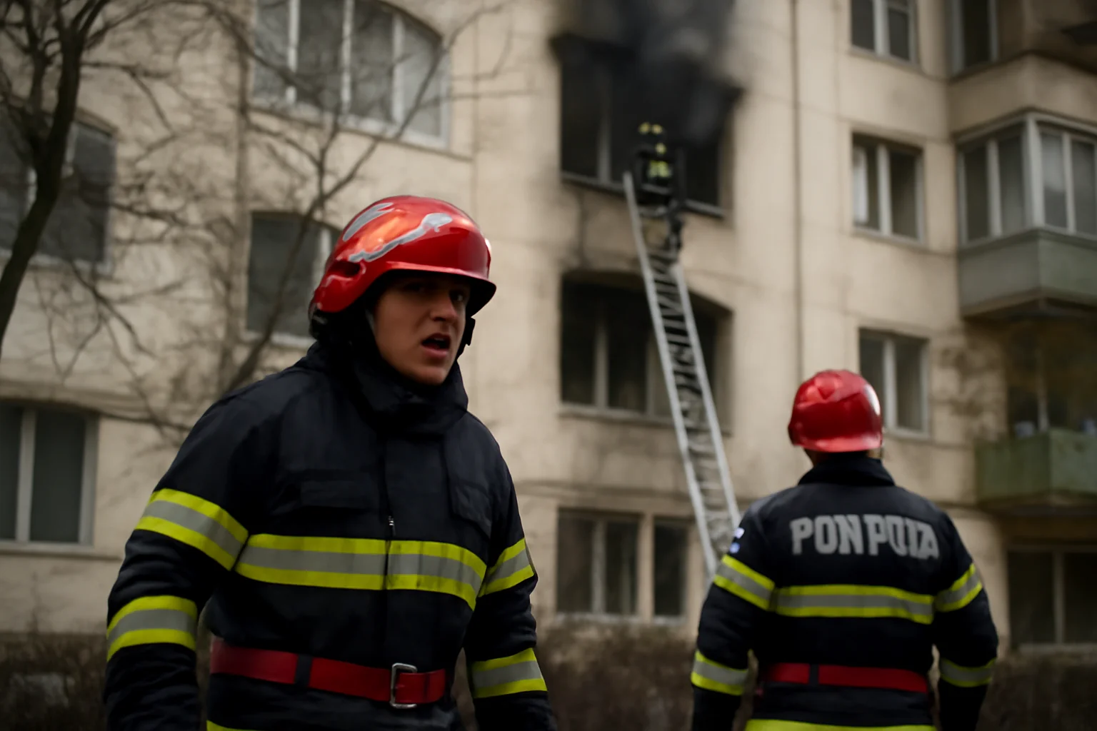 pompierii au lichidat flăcările izbucnite într-un apartament