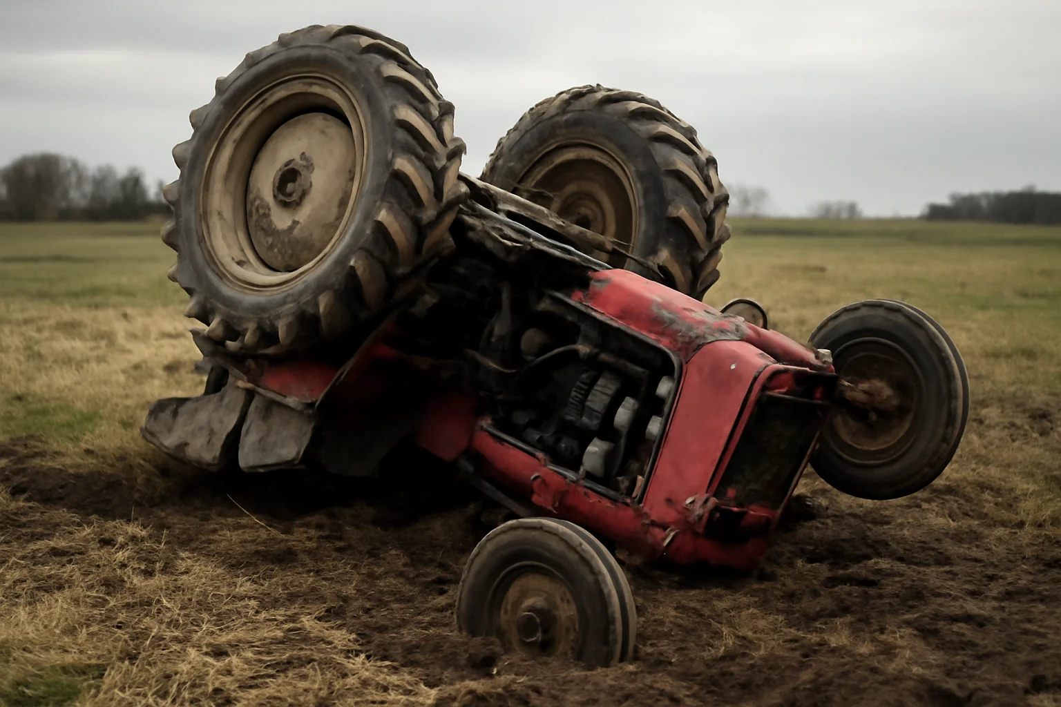  Răsturnarea unui tractor aduce moartea unui bărbat de 40 de ani într-un accident devastator