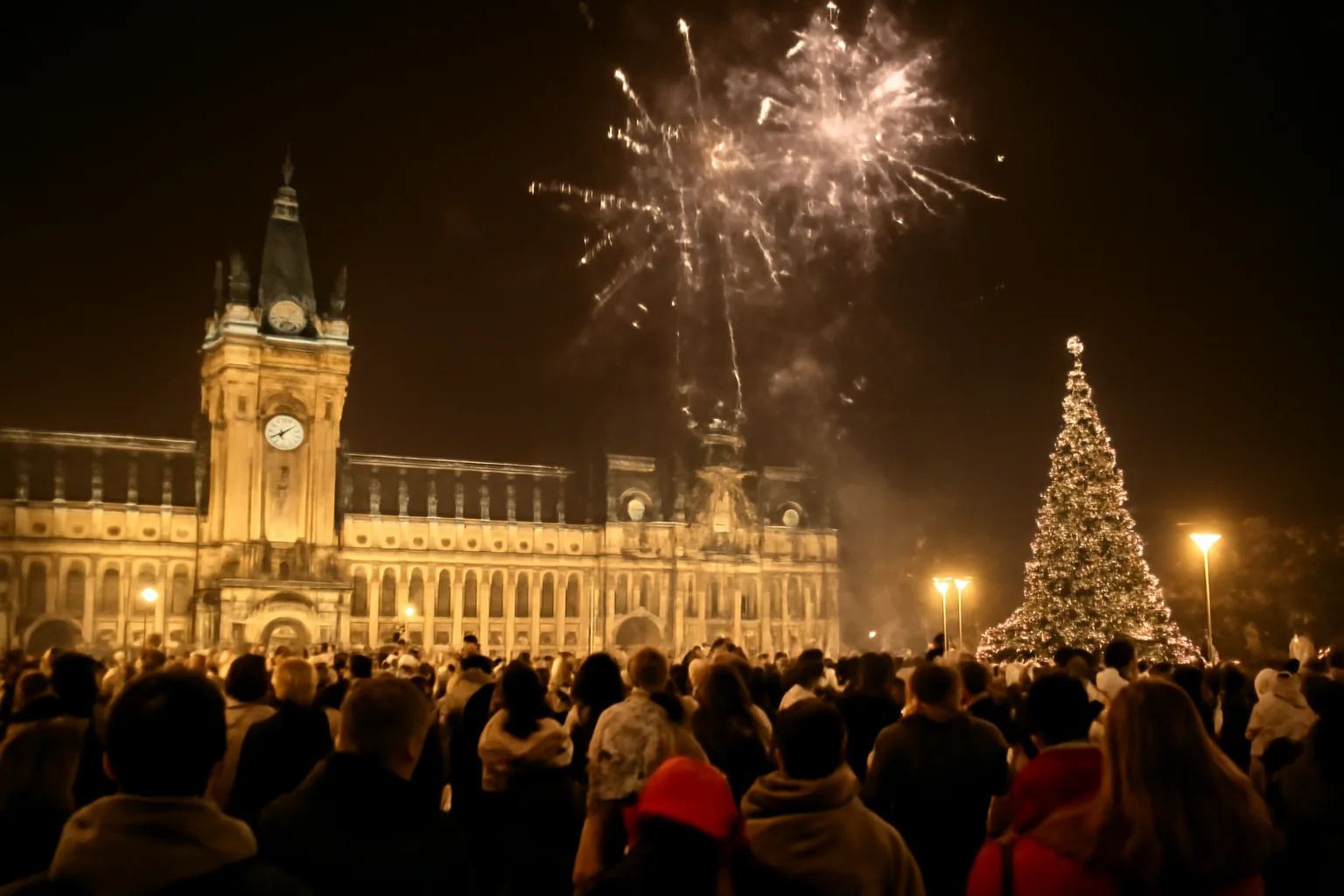 Revelion 2026 în stradă la Iași, în fața Palatului Culturii