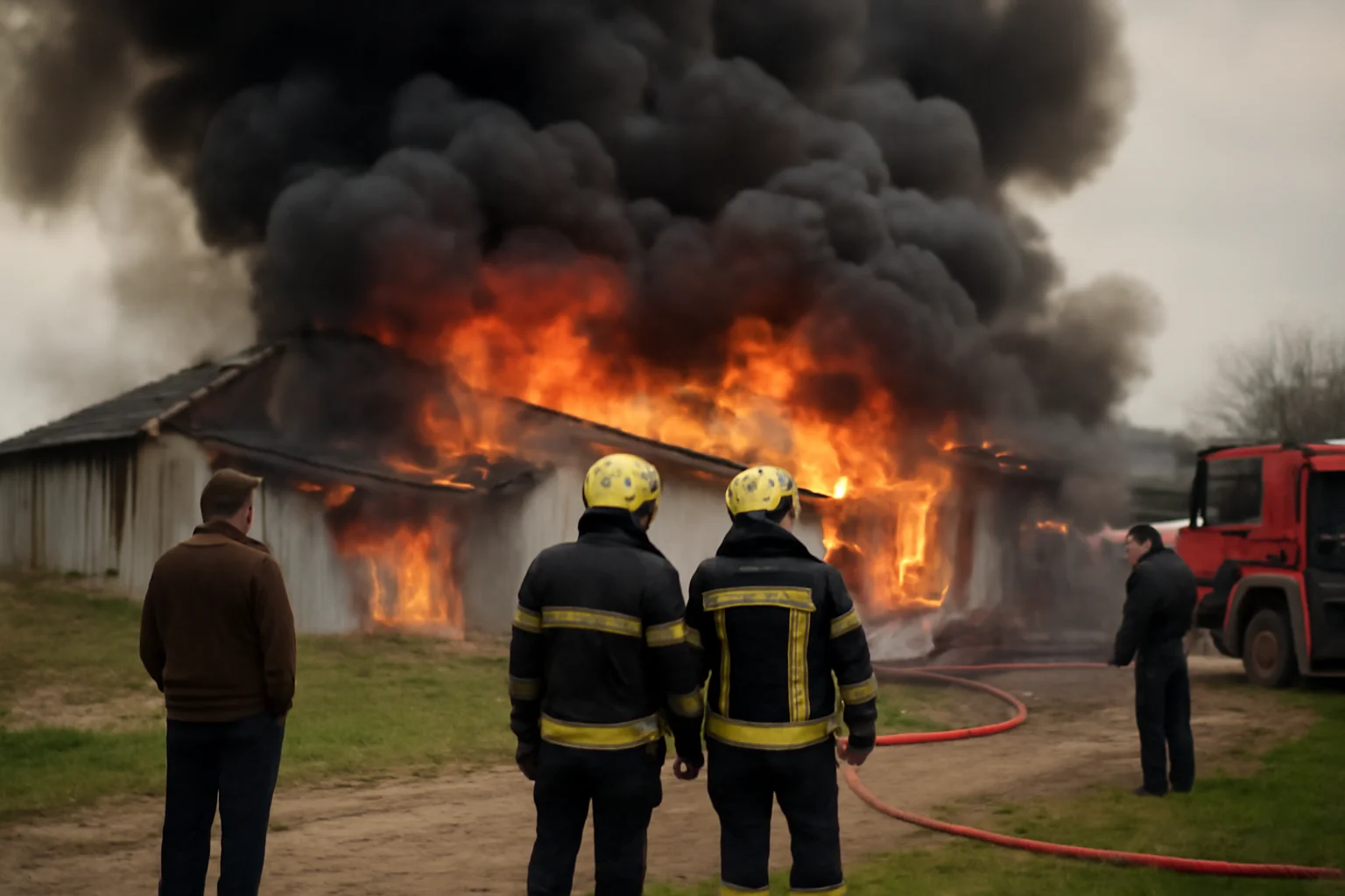 risc de explozie după un incendiu puternic în hala industrială