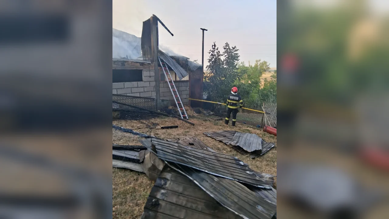 Scoposeni, Gorban: anexa în flăcări; butelia cu gaz, scoasă din foc
