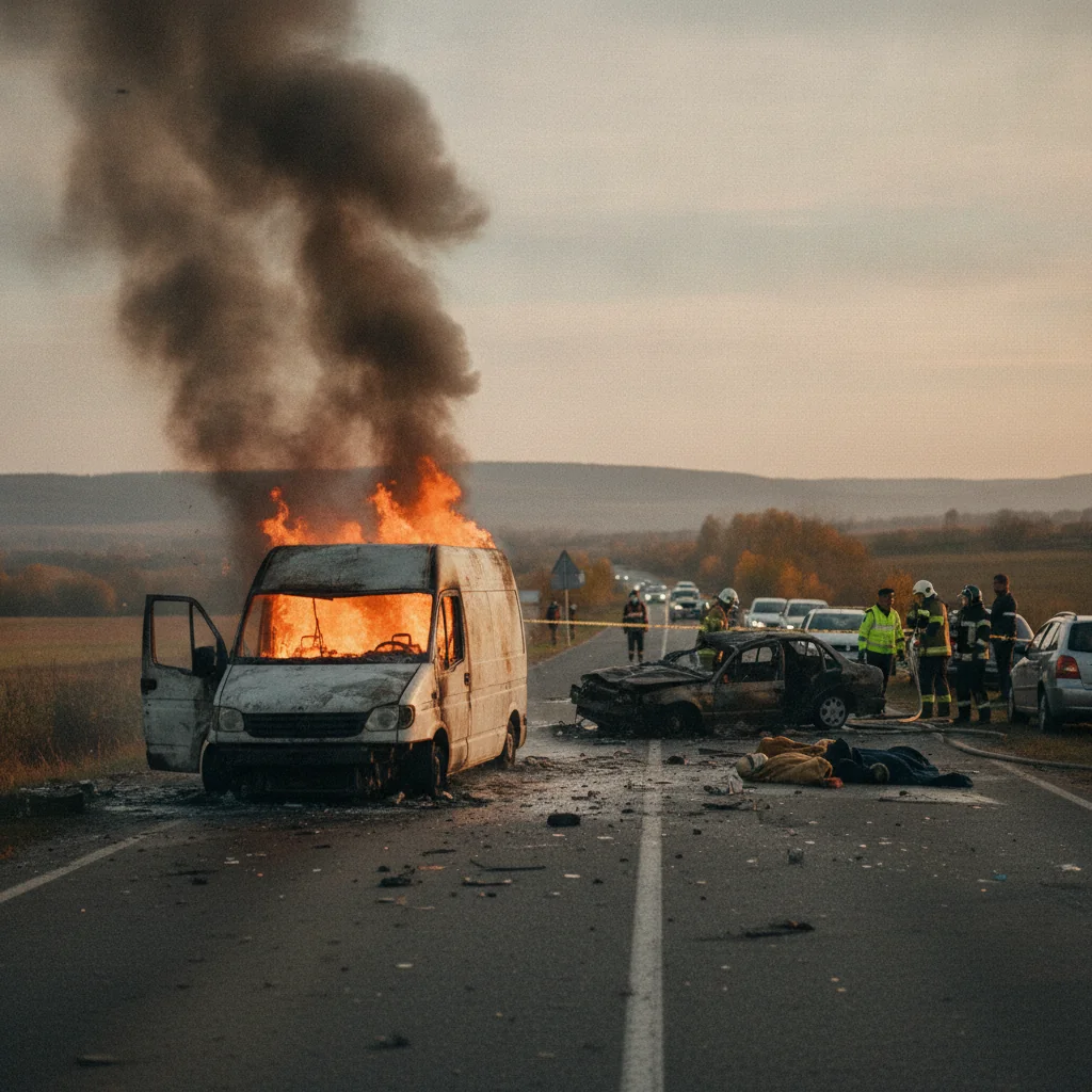 Soci, Iași: doi șoferi au murit într-un accident urmat de incendiu