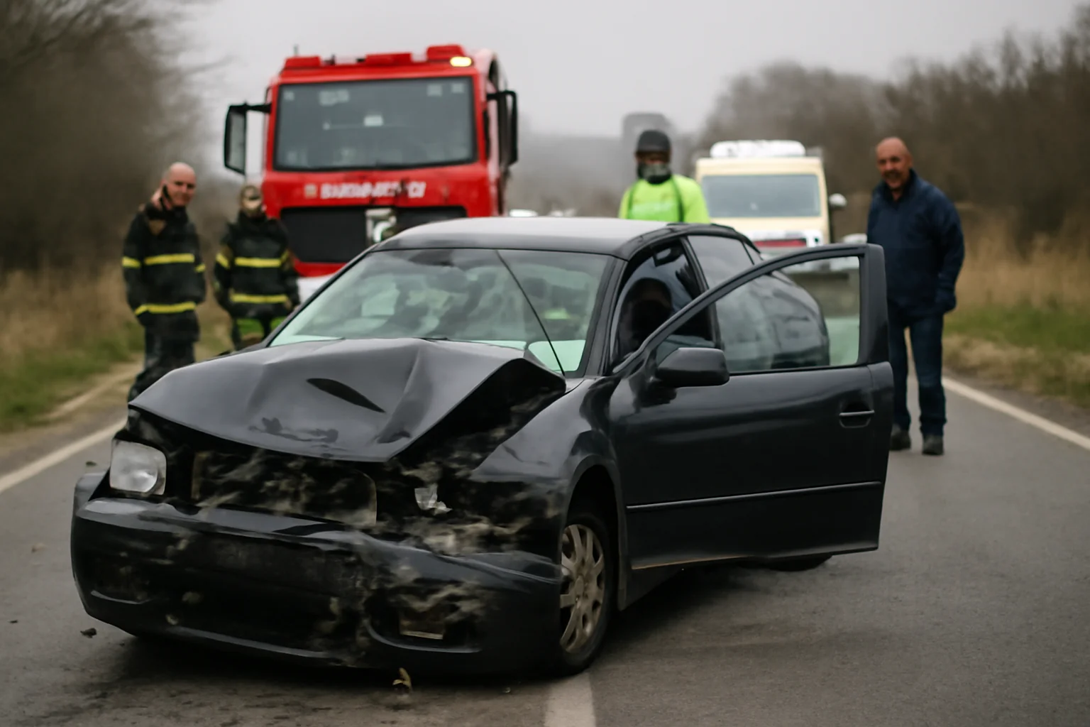 șofer de 65 de ani, blocat între fiarele mașinii
