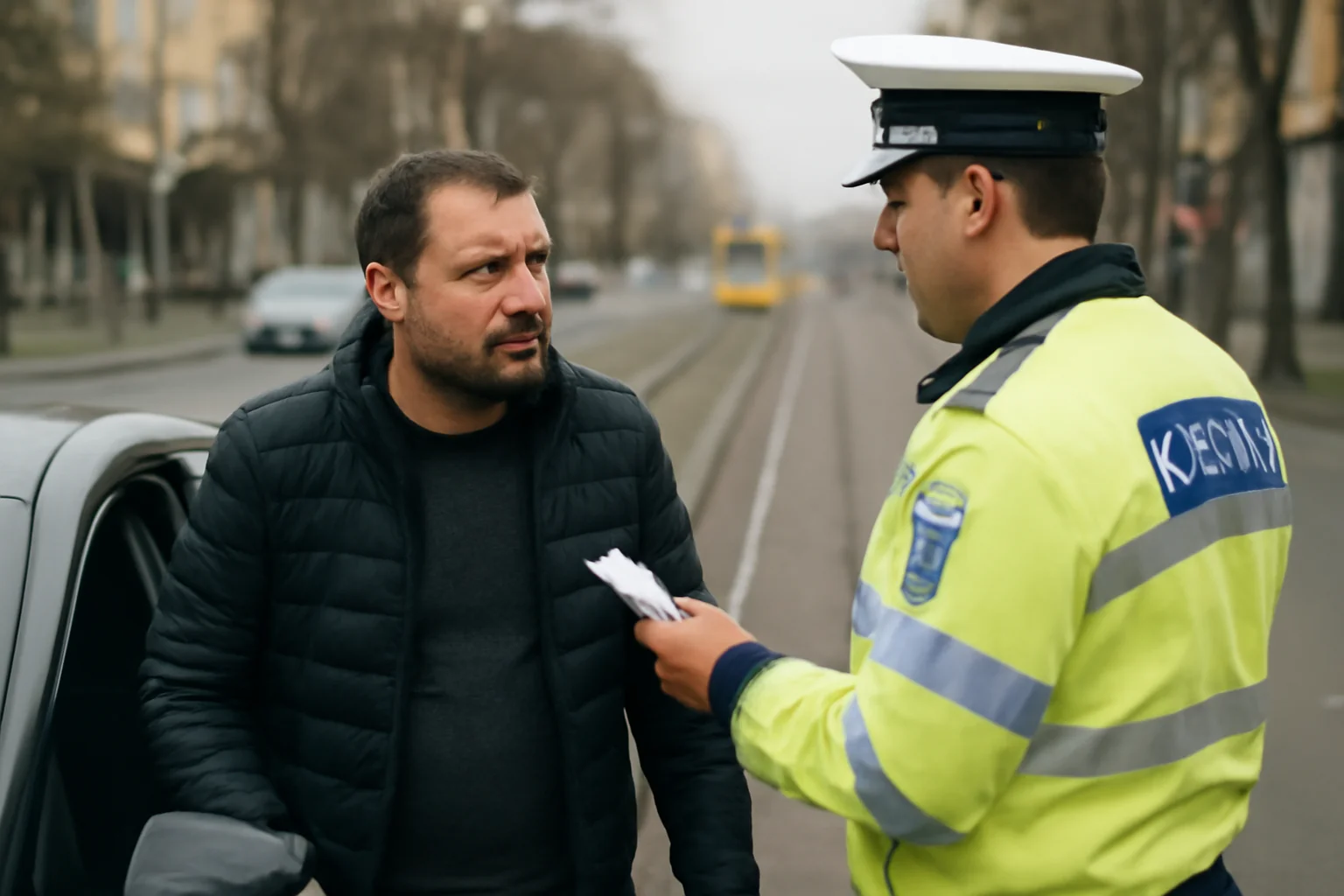 Șofer de dubiță din Iași, lăsat fără permis după o manevră periculoasă pe linia de tramvai