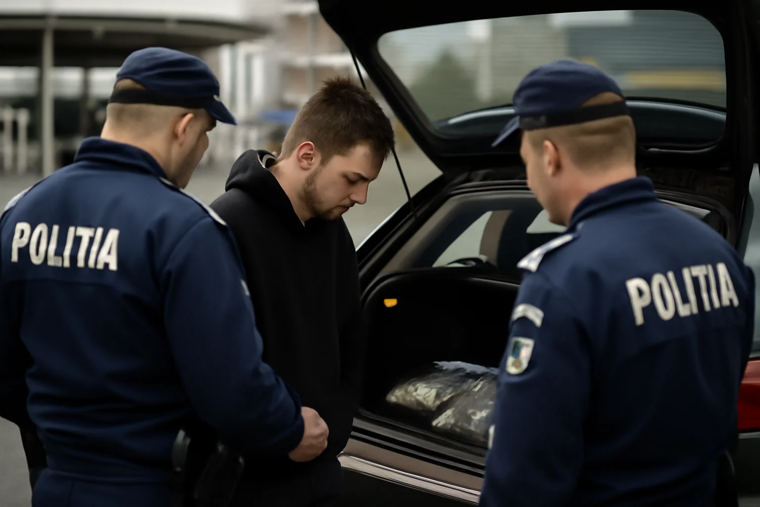 Tânăr de 22 de ani reținut cu substanțe interzise ascunse în portbagajul mașinii