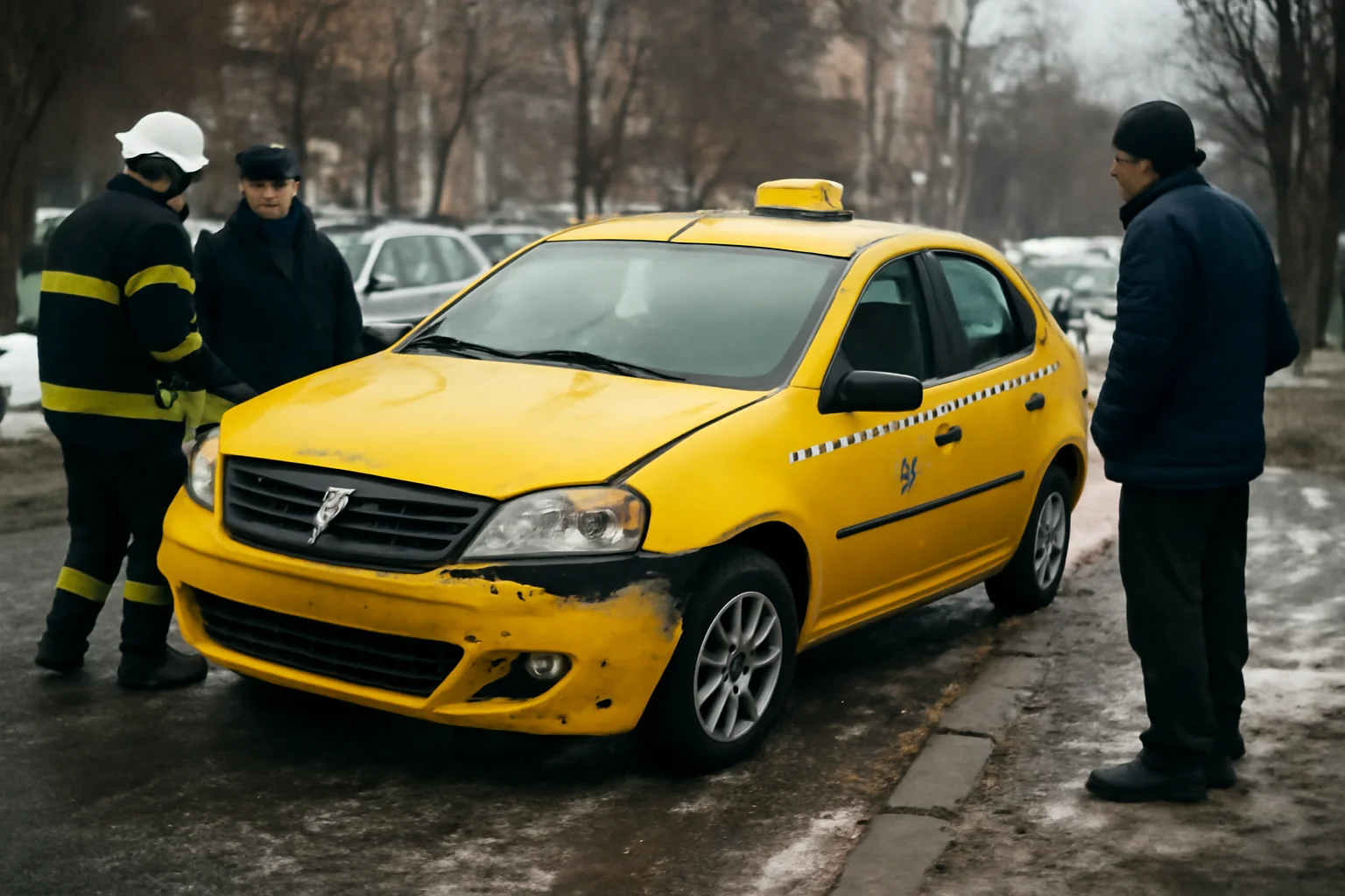 Taxi derapat pe polei în cartierul Alexandru cel Bun din Iași, două mașini avariate