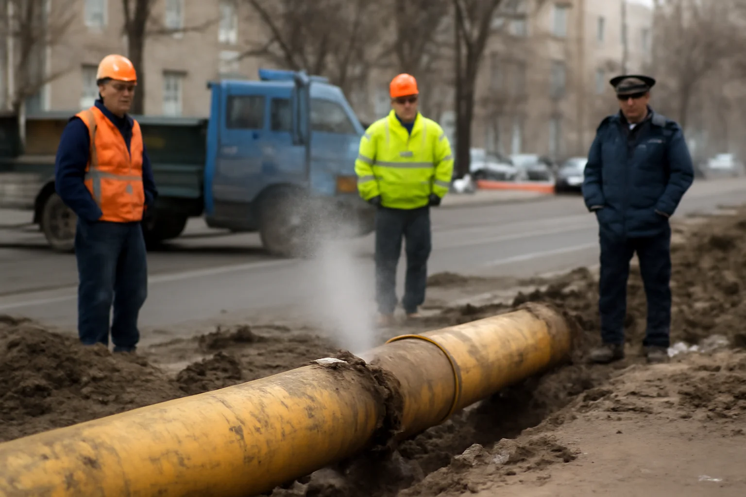 țeavă de gaz fisurată în timpul lucrărilor la rețeaua de termoficare