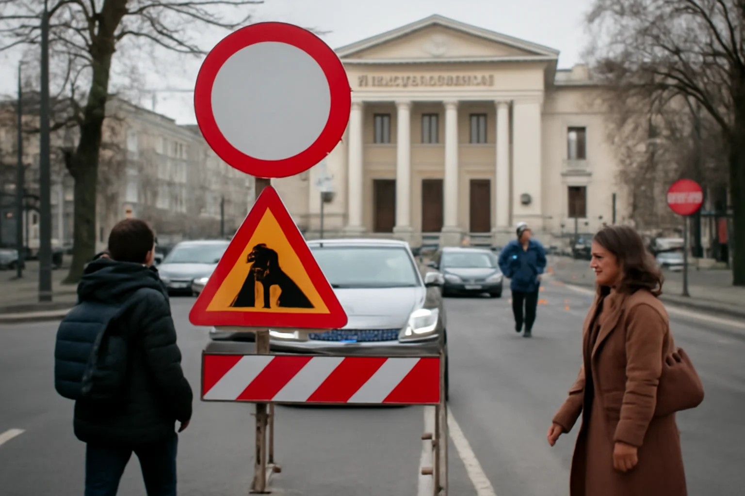 Trafic reconfigurat în centrul Iașului: acces auto oprit lângă statuia lui Miron Costin și parcarea Teatrului Național desființată