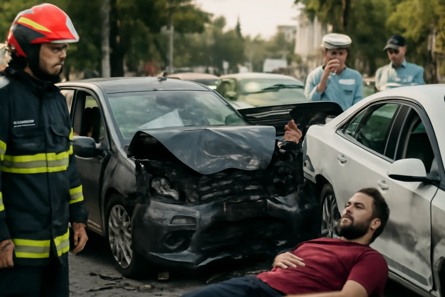 trei mașini distruse și o persoană grav rănită în urma coliziunii multiple
