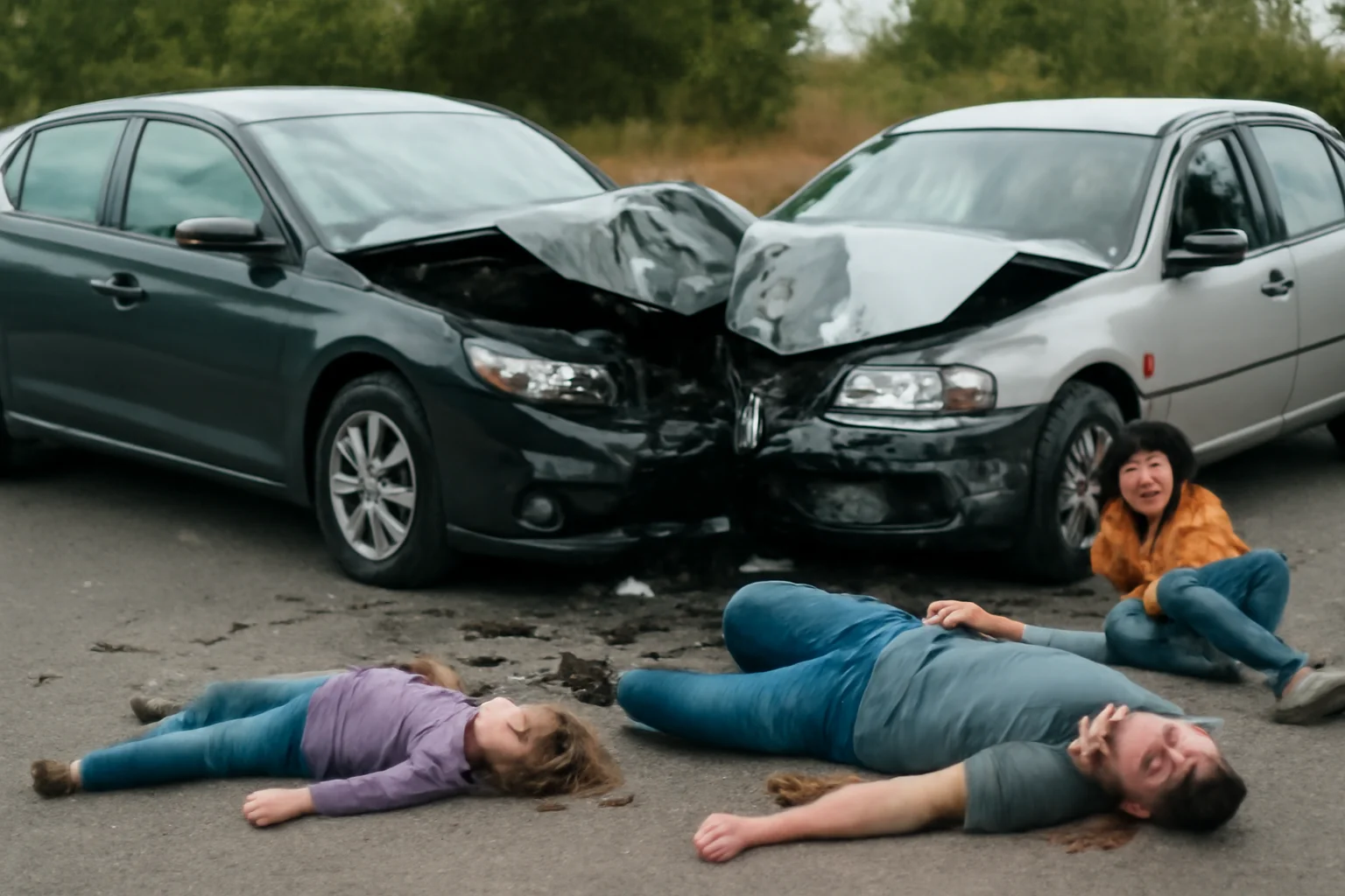 trei răniți, printre care un copil, după coliziunea violentă între două mașini