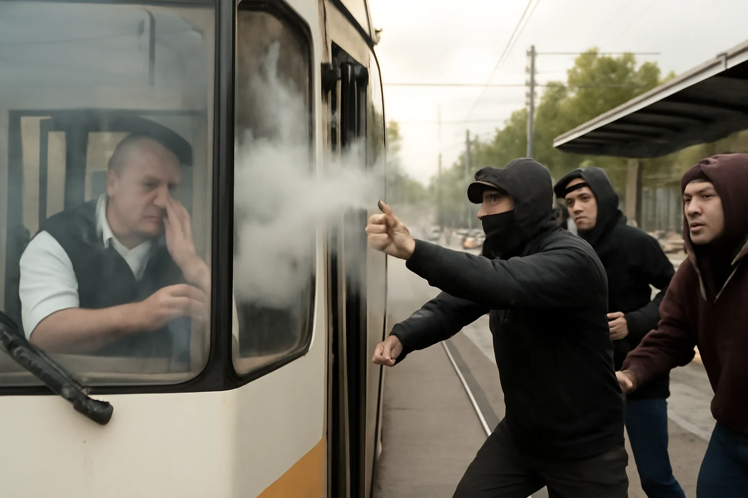 Vatmanul unui tramvai atacat cu spray lacrimogen de un grup de tineri agresivi în stația Tătărași Sud